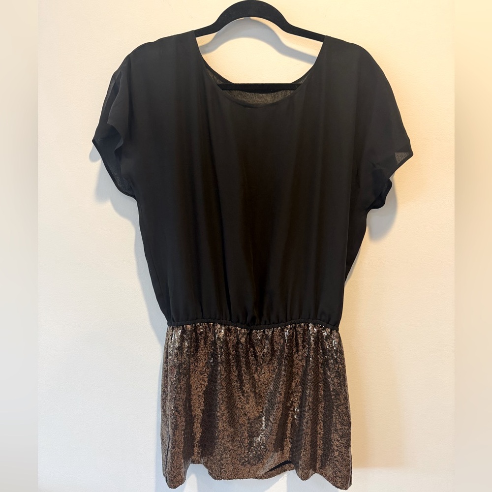 Express Black and Brown/Gold Sequin Dress size M
